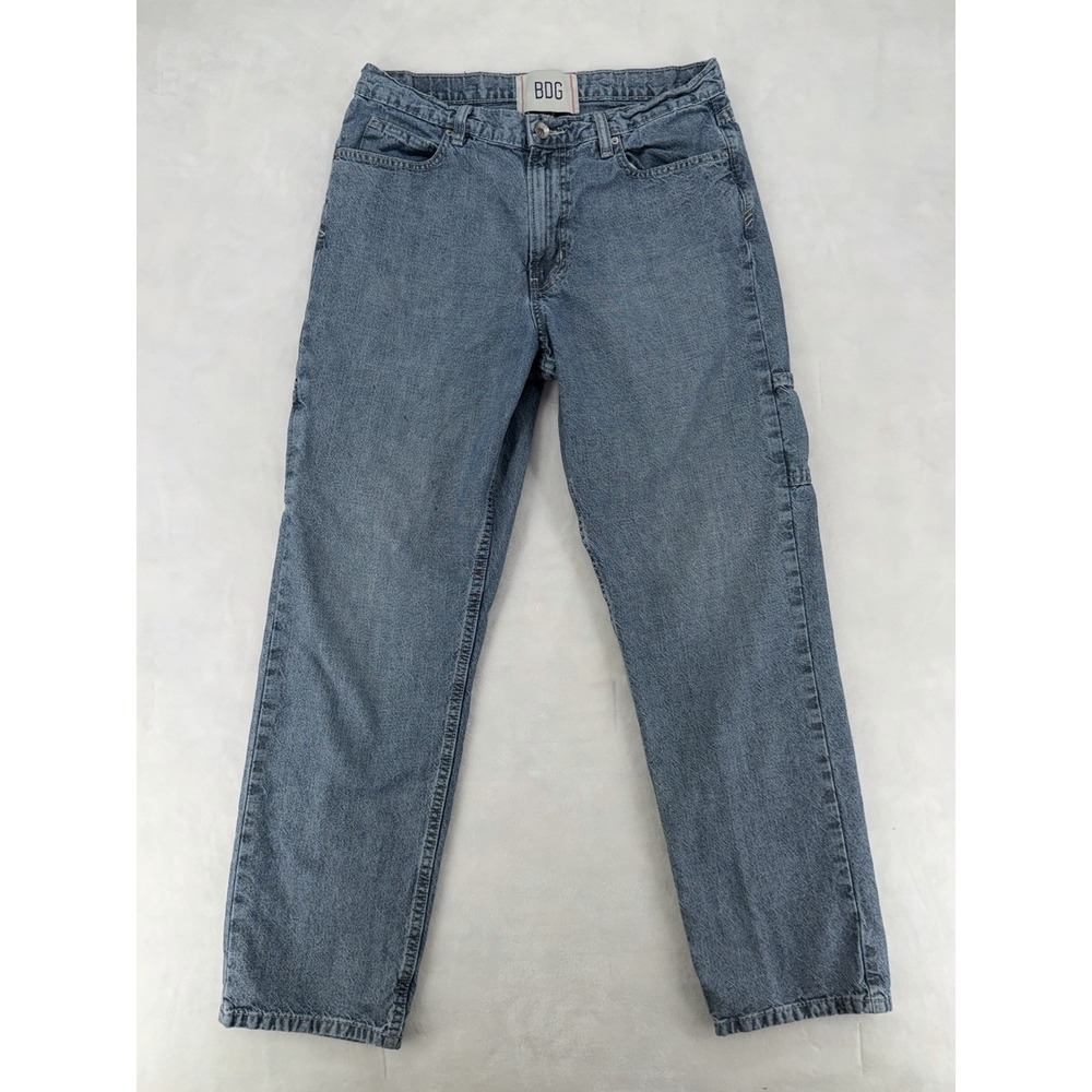 BDG Urban Outfitters Men's Cargo Utility Jeans 31x32 Straight Leg Blue Y2K